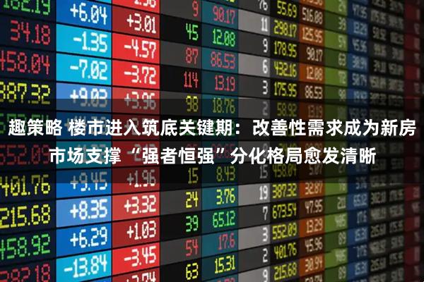 趣策略 楼市进入筑底关键期：改善性需求成为新房市场支撑 “强者恒强”分化格局愈发清晰